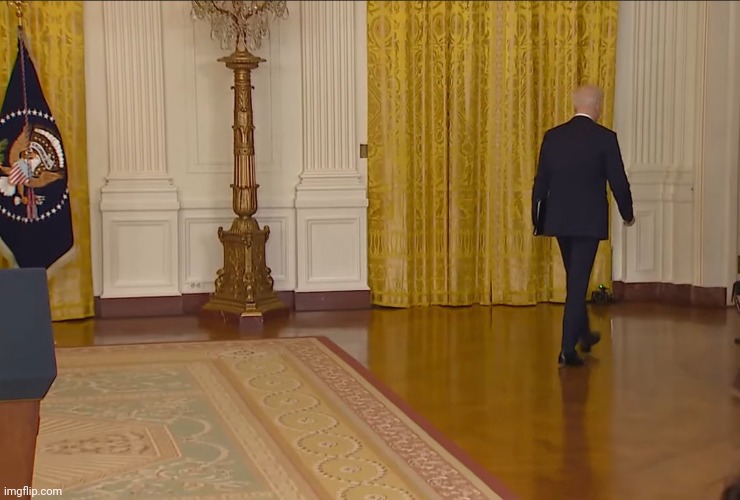 Worthless Joe Biden Walks Away Again | image tagged in worthless joe biden walks away again | made w/ Imgflip meme maker
