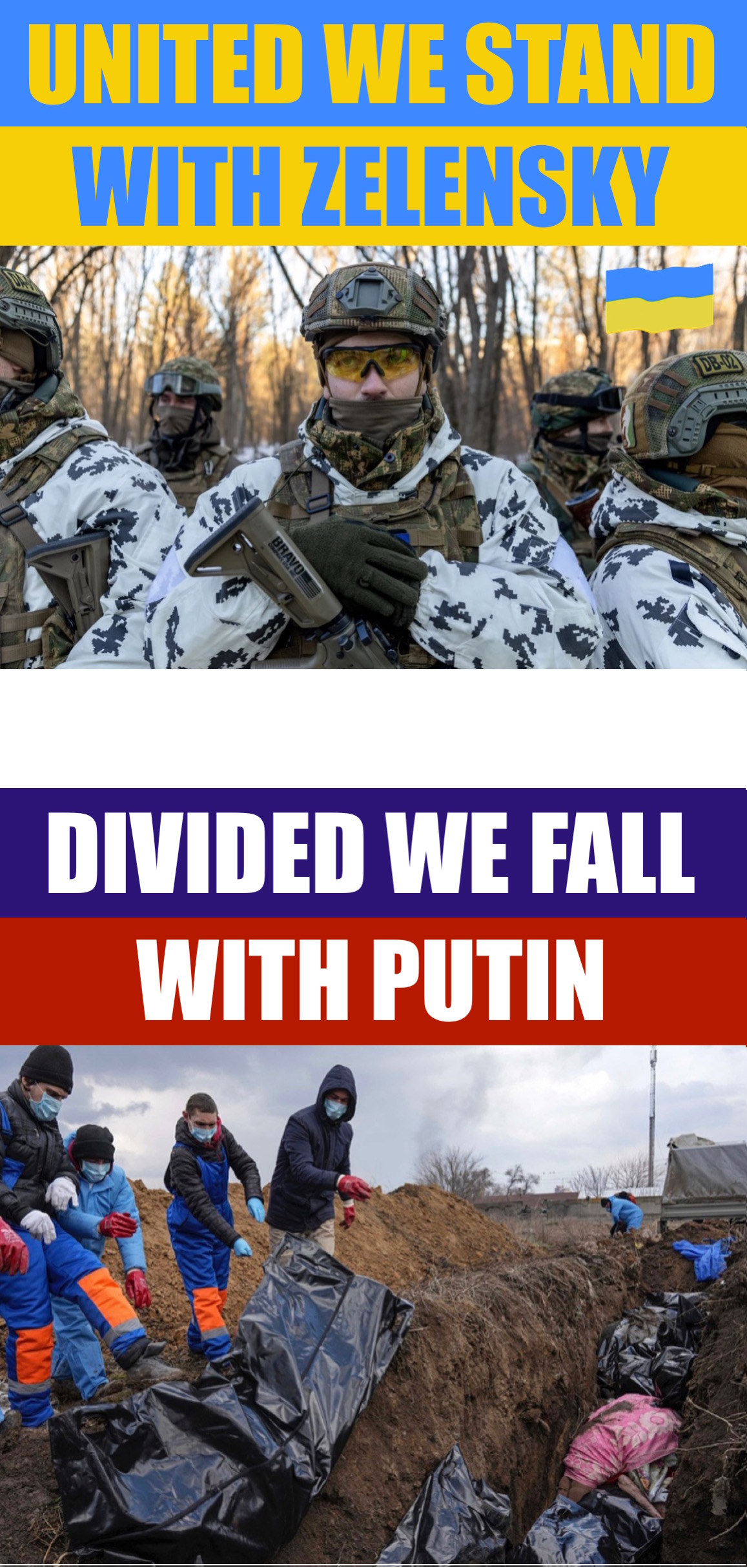 United We Stand with Zelensky Divided We Fall With Putin meme Blank Meme Template