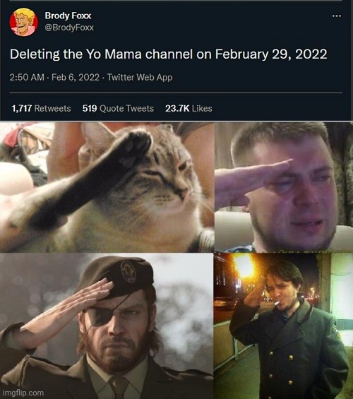 :( | image tagged in sad salute,yo mama | made w/ Imgflip meme maker