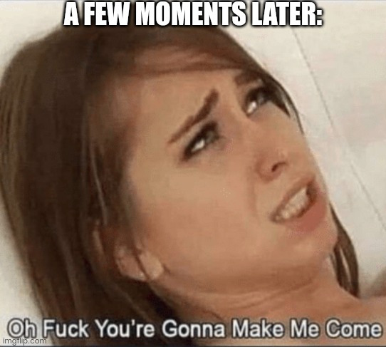 You're gonna Make me come | A FEW MOMENTS LATER: | image tagged in you're gonna make me come | made w/ Imgflip meme maker