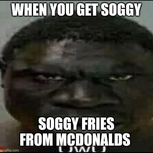 UwU | WHEN YOU GET SOGGY; SOGGY FRIES FROM MCDONALDS | image tagged in uwu | made w/ Imgflip meme maker