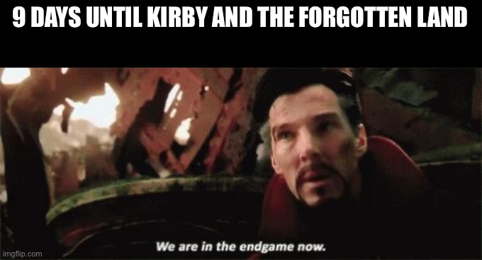 We're in the endgame now | 9 DAYS UNTIL KIRBY AND THE FORGOTTEN LAND | image tagged in we're in the endgame now | made w/ Imgflip meme maker