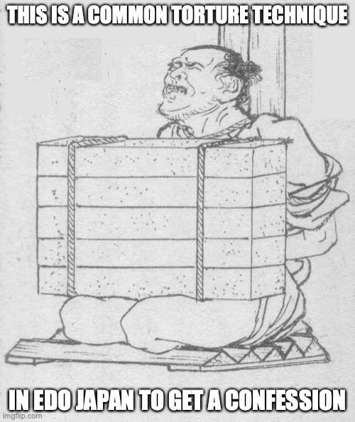 Torture Technique in Pre-Modern Japan | THIS IS A COMMON TORTURE TECHNIQUE; IN EDO JAPAN TO GET A CONFESSION | image tagged in torture,memes | made w/ Imgflip meme maker