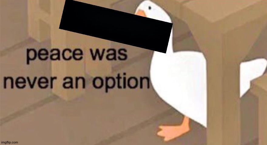 Untitled Goose Peace Was Never an Option | image tagged in untitled goose peace was never an option | made w/ Imgflip meme maker