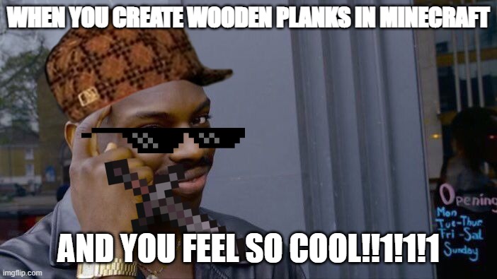 Wooden planks | WHEN YOU CREATE WOODEN PLANKS IN MINECRAFT; AND YOU FEEL SO COOL!!1!1!1 | image tagged in memes,roll safe think about it,minecraft,cool memes,minecraft memes,minecrafter | made w/ Imgflip meme maker