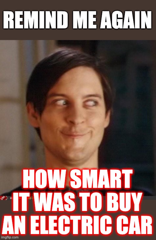 That look you give your friend | REMIND ME AGAIN HOW SMART IT WAS TO BUY AN ELECTRIC CAR | image tagged in that look you give your friend | made w/ Imgflip meme maker