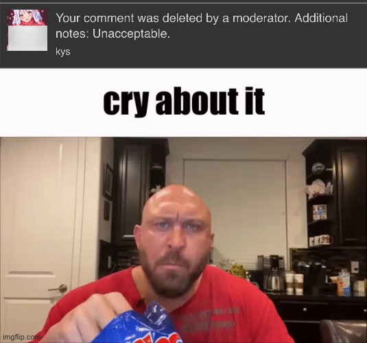 image tagged in cry about it | made w/ Imgflip meme maker