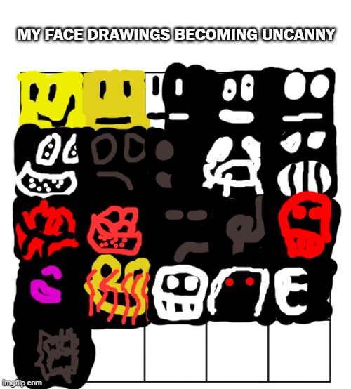 Blank five by five Bingo grid | MY FACE DRAWINGS BECOMING UNCANNY | made w/ Imgflip meme maker
