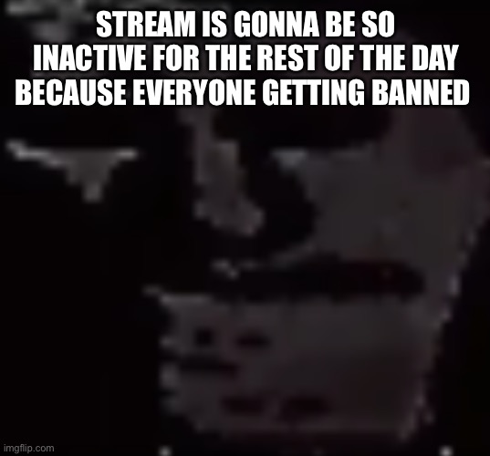 Depressed Troll Face | STREAM IS GONNA BE SO INACTIVE FOR THE REST OF THE DAY BECAUSE EVERYONE GETTING BANNED | image tagged in depressed troll face | made w/ Imgflip meme maker