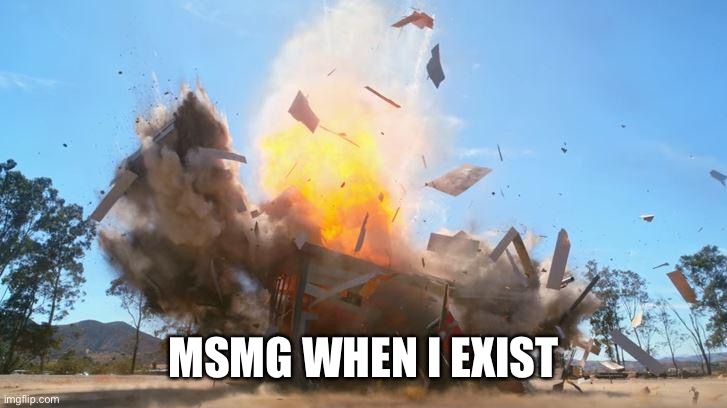 I just wanted my friends back.. | MSMG WHEN I EXIST | image tagged in exploding house | made w/ Imgflip meme maker