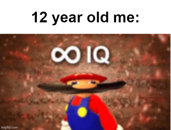 Infinite IQ | 12 year old me: | image tagged in infinite iq | made w/ Imgflip meme maker