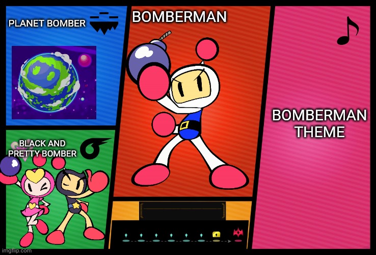 I hope their will be another new smash bros game in the future just for this character which will someday be a fighter |  PLANET BOMBER; BOMBERMAN; BOMBERMAN THEME; BLACK AND PRETTY BOMBER | image tagged in smash ultimate dlc fighter profile,bomberman,super smash bros | made w/ Imgflip meme maker