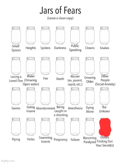Actually now that I think about it this makes for the funny joke of you won’t know what else I’m afraid of lmao | image tagged in jar of fears clear version | made w/ Imgflip meme maker