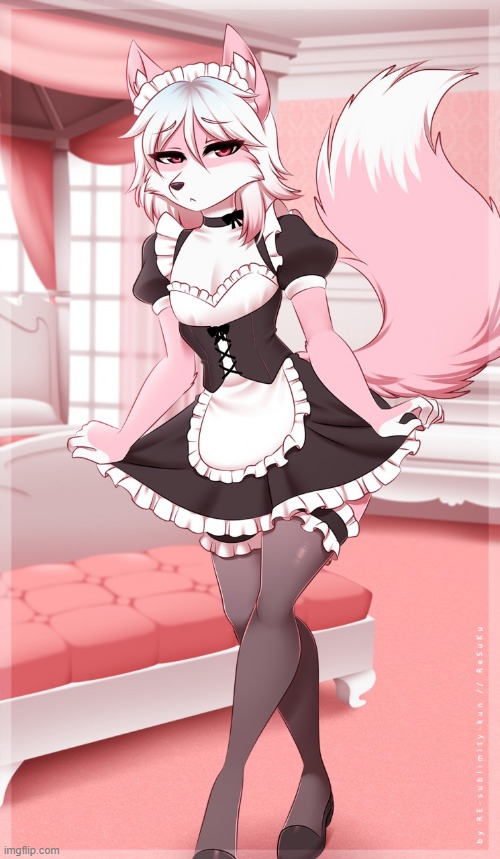 By Re-sublimity-kun | image tagged in cute,maid,furry,femboy | made w/ Imgflip meme maker