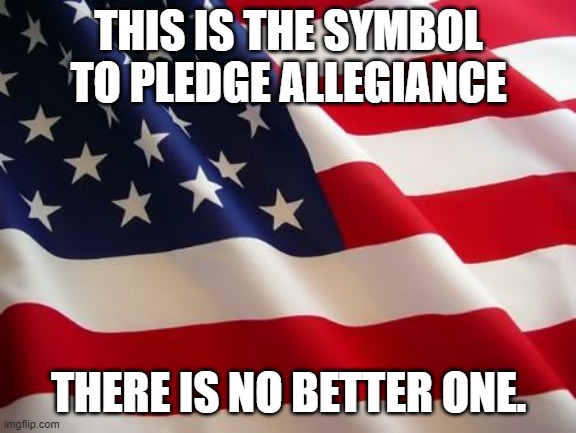 American flag | THIS IS THE SYMBOL TO PLEDGE ALLEGIANCE THERE IS NO BETTER ONE. | image tagged in american flag | made w/ Imgflip meme maker