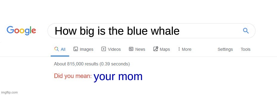Did you mean? | How big is the blue whale; your mom | image tagged in did you mean | made w/ Imgflip meme maker