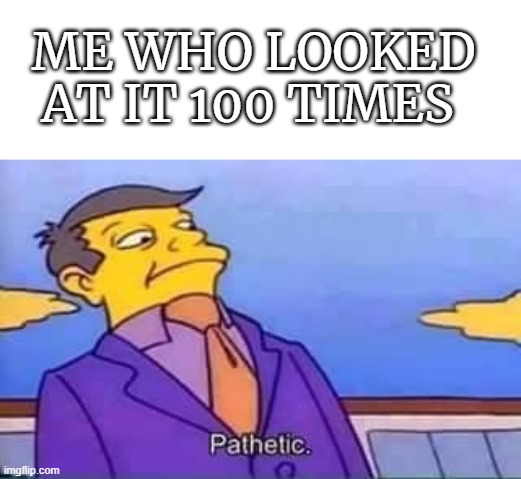 skinner pathetic | ME WHO LOOKED AT IT 100 TIMES | image tagged in skinner pathetic | made w/ Imgflip meme maker