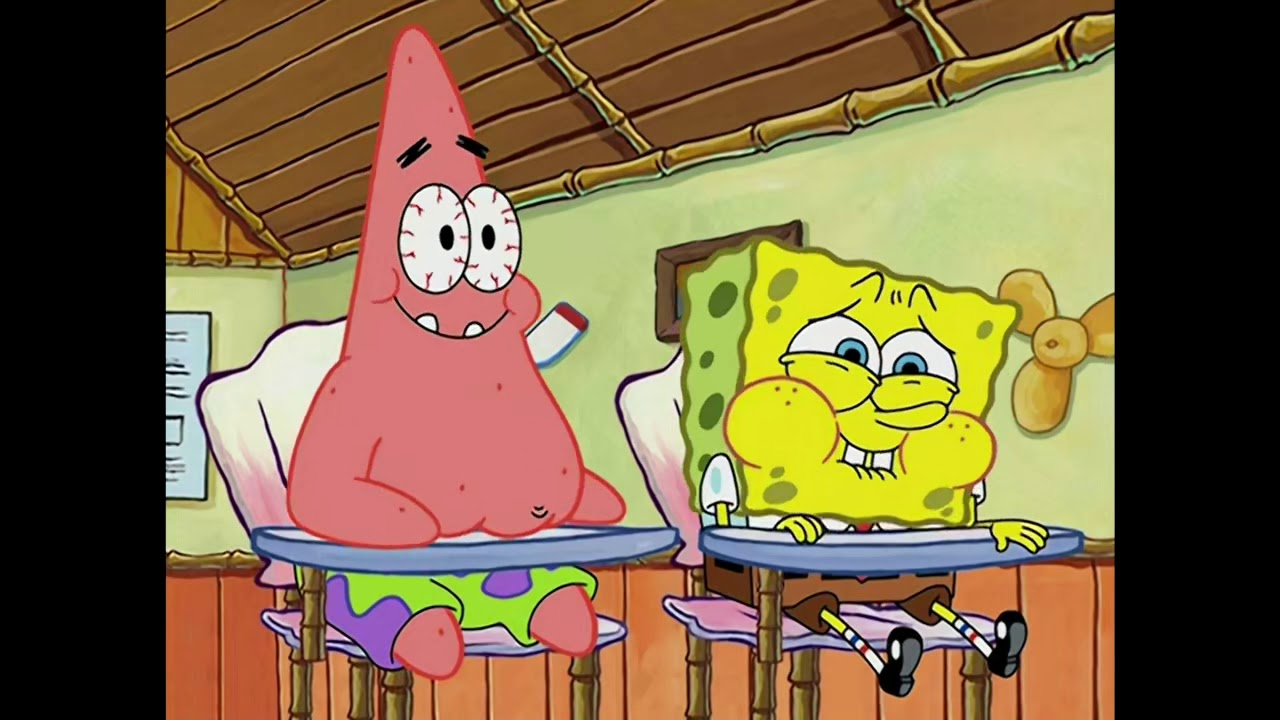 SpongeBob and Patrick Holding Their Laughter Blank Meme Template