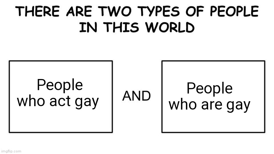 . | People who are gay; People who act gay | image tagged in there are two types of people in this world,oh wow are you actually reading these tags | made w/ Imgflip meme maker