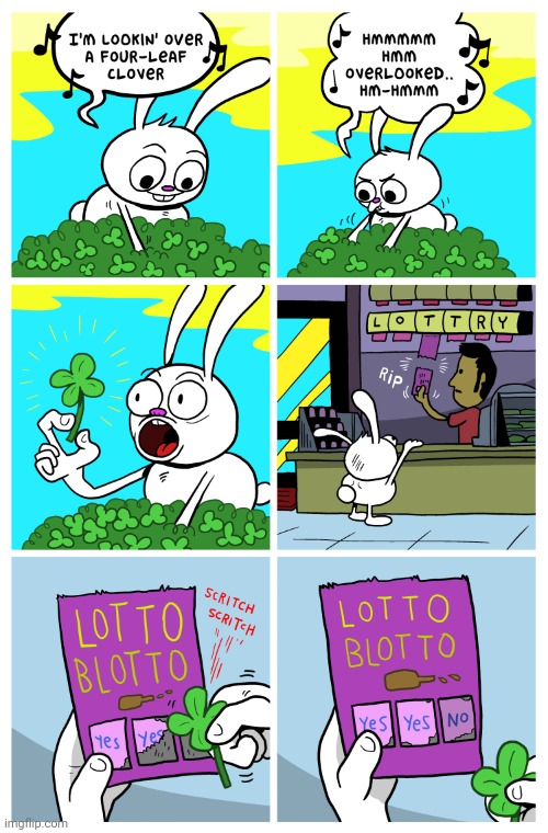 Lotto Blotto | image tagged in comics/cartoons,comics,comic,four leaf clover,lottery,st patrick's day | made w/ Imgflip meme maker