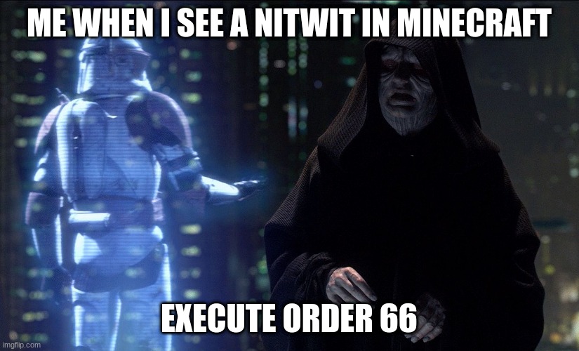 Kill Them All | ME WHEN I SEE A NITWIT IN MINECRAFT; EXECUTE ORDER 66 | image tagged in execute order 66 | made w/ Imgflip meme maker