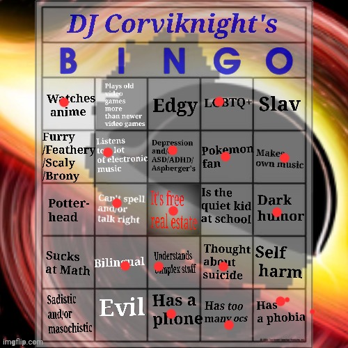 image tagged in dj corviknight's bingo | made w/ Imgflip meme maker