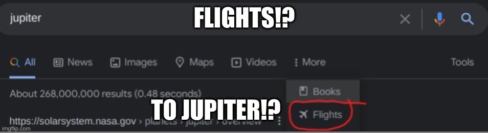 WHAT!? | FLIGHTS!? TO JUPITER!? | image tagged in jupiter,wtf | made w/ Imgflip meme maker