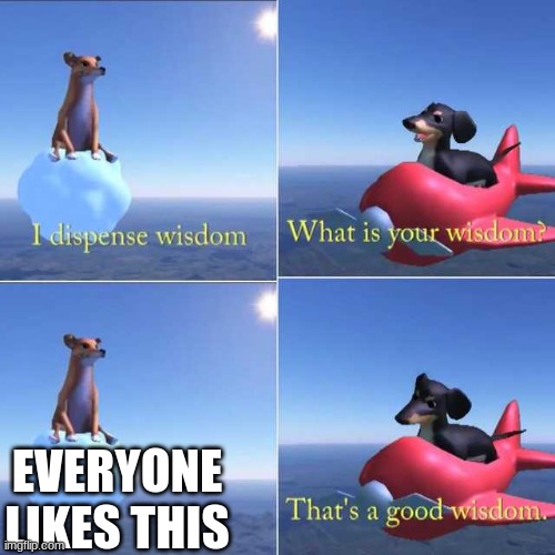 Wisdom Dog | EVERYONE LIKES THIS | image tagged in wisdom dog | made w/ Imgflip meme maker