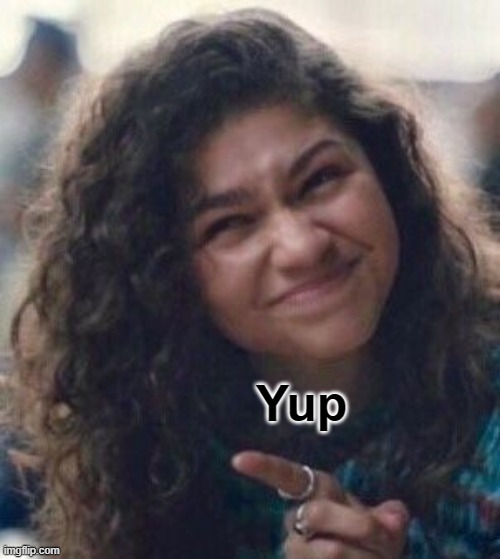 Pointing Zendaya meme | Yup | image tagged in pointing zendaya meme | made w/ Imgflip meme maker