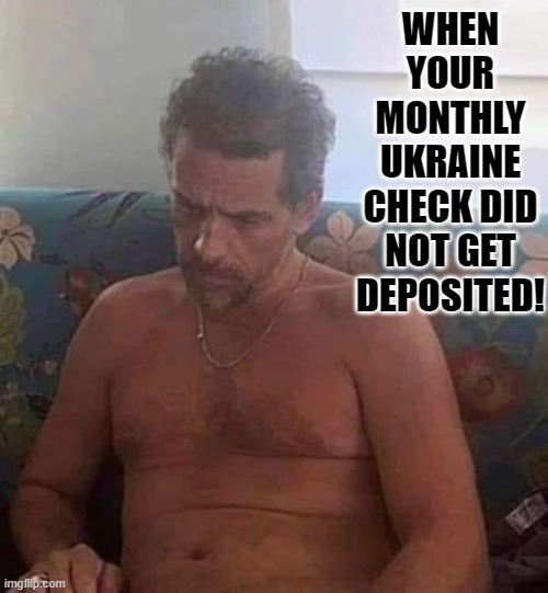 When your check from Ukraine did not get deposited! | WHEN YOUR MONTHLY UKRAINE CHECK DID NOT GET DEPOSITED! | image tagged in sad,biden,morons,idiots | made w/ Imgflip meme maker