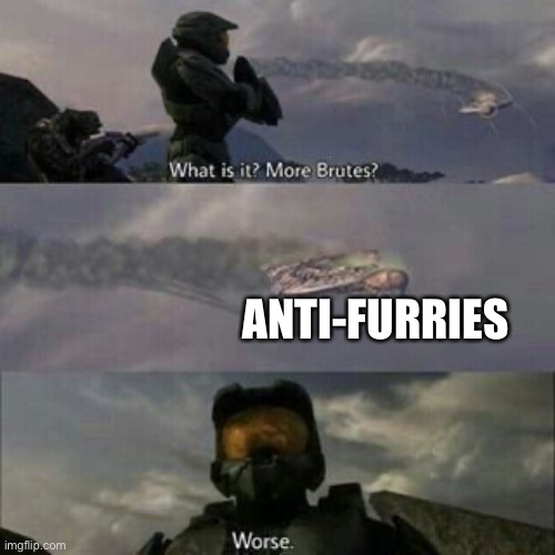 Furry fandom portrayed by halo part 2 | ANTI-FURRIES | image tagged in what is it more brutes,halo | made w/ Imgflip meme maker