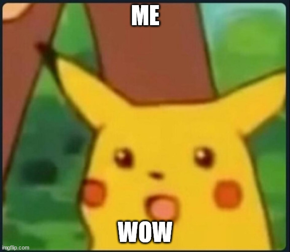 Surprised Pikachu | ME; WOW | image tagged in surprised pikachu | made w/ Imgflip meme maker