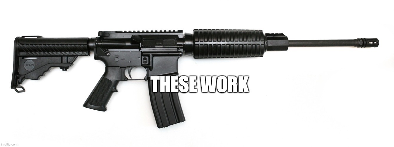 ar 15 | THESE WORK | image tagged in ar 15 | made w/ Imgflip meme maker