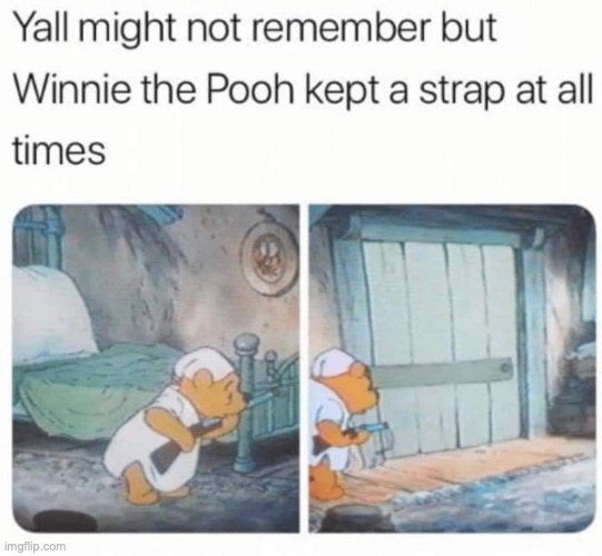 It's true tho. Go watch the old footage. | image tagged in winnie the pooh | made w/ Imgflip meme maker