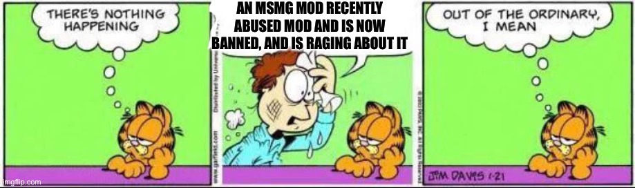 AN MSMG MOD RECENTLY ABUSED MOD AND IS NOW BANNED, AND IS RAGING ABOUT IT | made w/ Imgflip meme maker