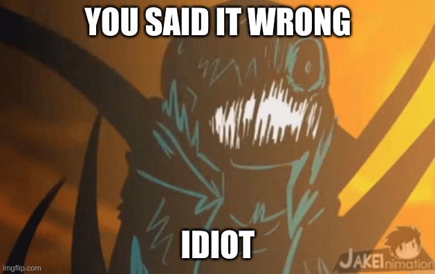 YOU SAID IT WRONG IDIOT | image tagged in nightmare's mad | made w/ Imgflip meme maker