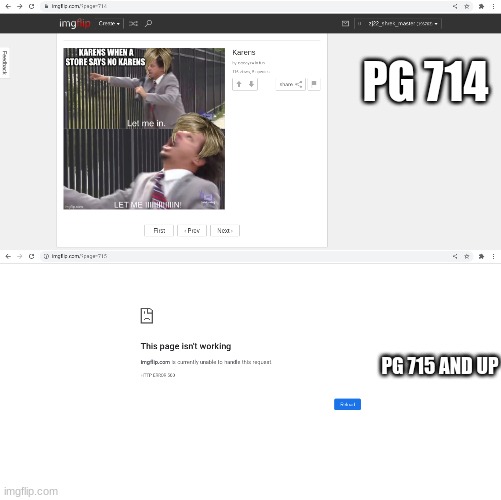 you can only go back 714 pages | PG 714; PG 715 AND UP | made w/ Imgflip meme maker