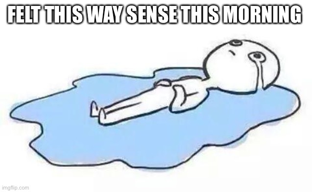 :,) | FELT THIS WAY SENSE THIS MORNING | image tagged in person crying | made w/ Imgflip meme maker