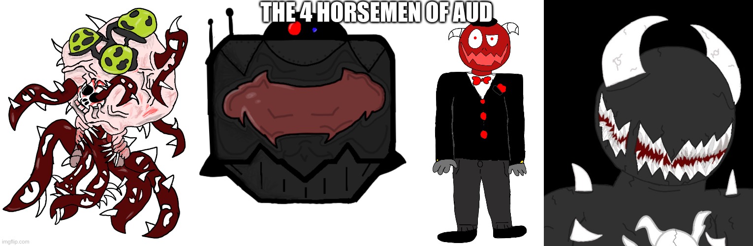THE 4 HORSEMEN OF AUD | image tagged in the contagion,executioner mask,trez,random thing | made w/ Imgflip meme maker