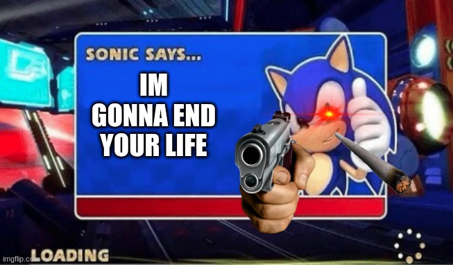 Sonic Says | IM GONNA END YOUR LIFE | image tagged in sonic says | made w/ Imgflip meme maker