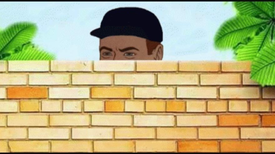 High Quality Guy hiding behind wall Blank Meme Template