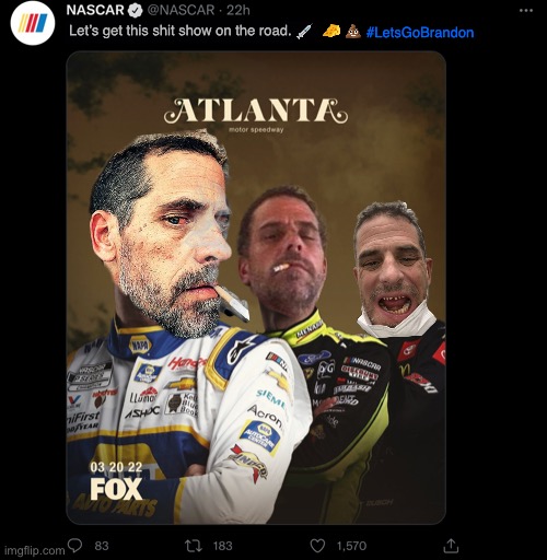 Crackhead 500 | #LetsGoBrandon; Let’s get this shit show on the road. 💉  🧀 💩 | image tagged in memes,nascar,hunter biden,joe biden,crackhead,lets go brandon | made w/ Imgflip meme maker