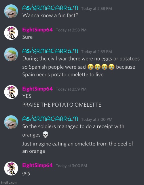 Random conversation with me and -…Oomi_boi…- | made w/ Imgflip meme maker