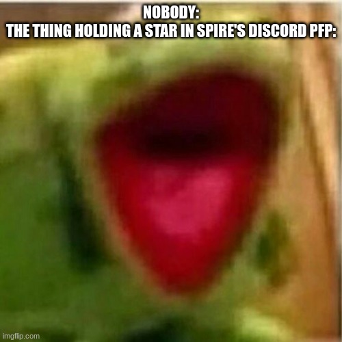the | NOBODY:
THE THING HOLDING A STAR IN SPIRE'S DISCORD PFP: | made w/ Imgflip meme maker