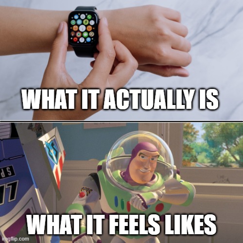 Buzzlight Apple | WHAT IT ACTUALLY IS; WHAT IT FEELS LIKES | image tagged in buzz light | made w/ Imgflip meme maker