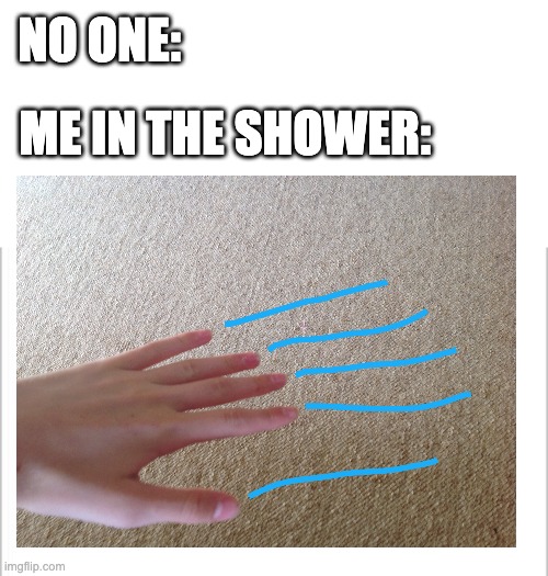 Ok but it's true | NO ONE:; ME IN THE SHOWER: | image tagged in white background,memes | made w/ Imgflip meme maker