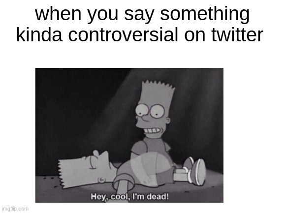 when you say something kinda controversial on twitter | image tagged in memes | made w/ Imgflip meme maker