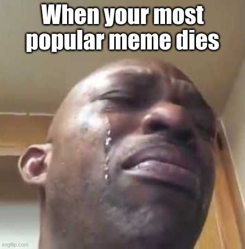 Crying Black Guy | When your most popular meme dies | image tagged in crying black guy | made w/ Imgflip meme maker