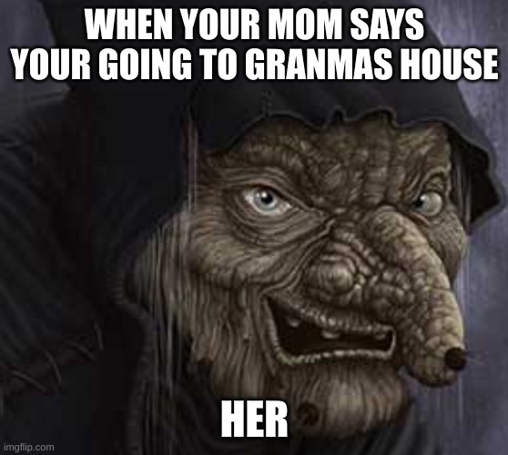 gran | WHEN YOUR MOM SAYS YOUR GOING TO GRANMAS HOUSE; HER | image tagged in funny | made w/ Imgflip meme maker