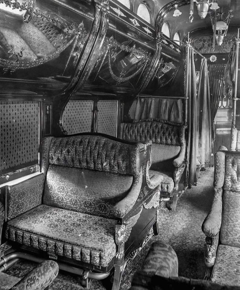 Interior of a Pullman train car in the late 1800s | image tagged in interior of a pullman train car in the late 1800s | made w/ Imgflip meme maker